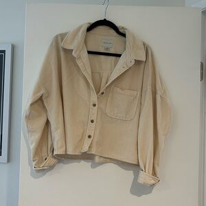 Boxy Cropped corduroy button up shirt